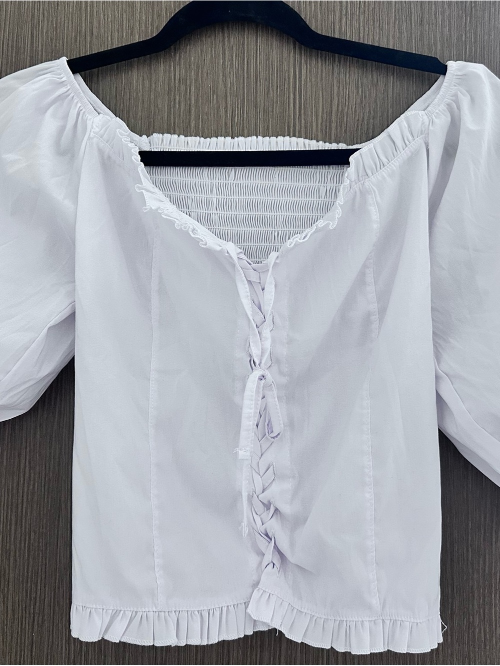 White Blouse with Lace-Up Front
